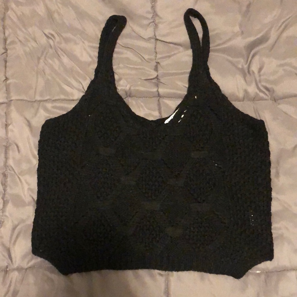 Black Crochet Tank Top